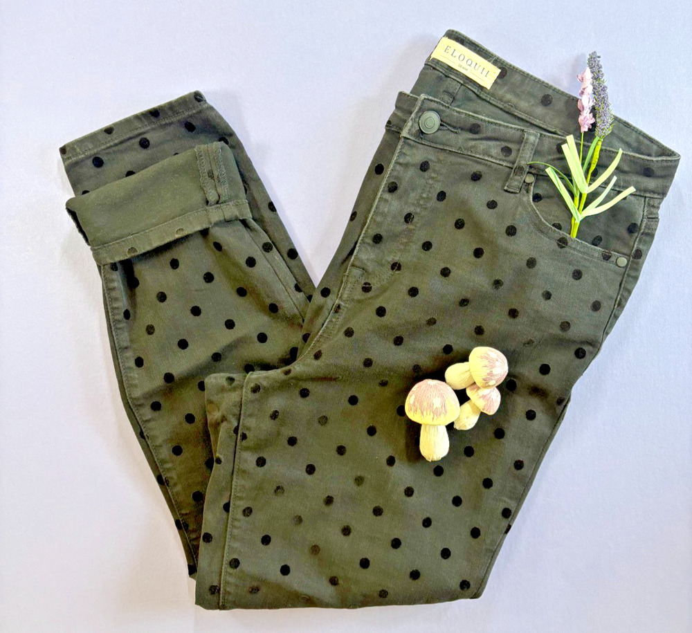 Eloquii Jeans Womens 14 Black Straight Leg Polka Dot